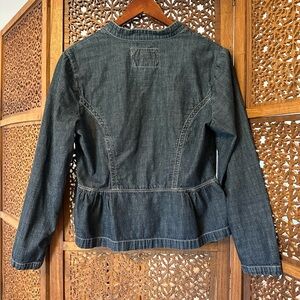 Live a Little Dark Denim Jacket with Red Plaid Interior